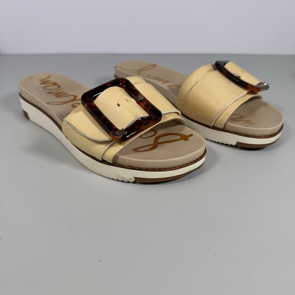 Sam Edelman Ariane Slide Platform Sandal Ivory Beige Tan Leather Women Size 10 - Picture 2 of 11